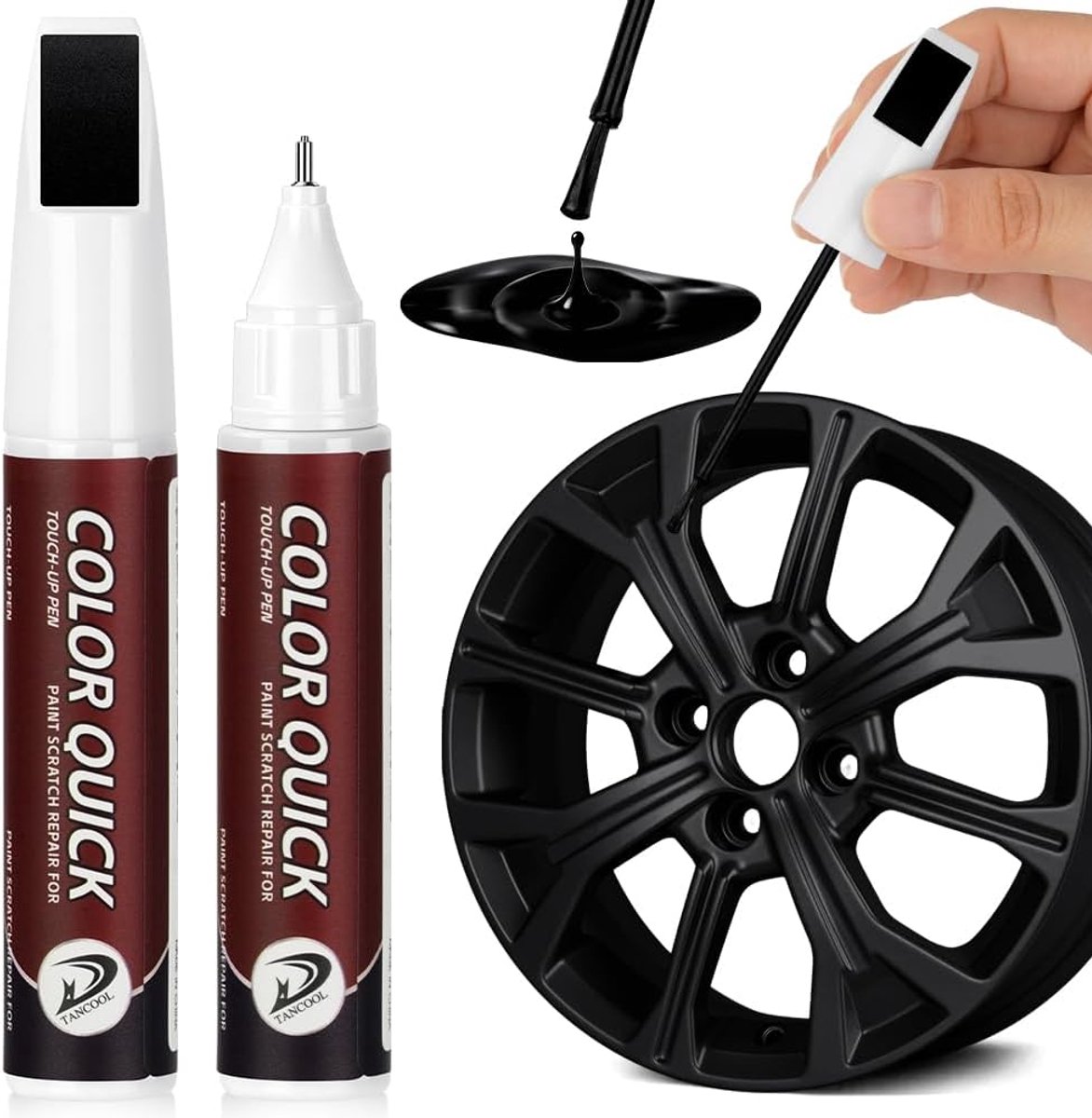 SnelShoppen - 2-in-1 Velgenreiniger & Reparatieverf, 12ml Zwart, Rotsbestendig, Geschikt voor Auto's, Motoren, Fietsen, Schepen