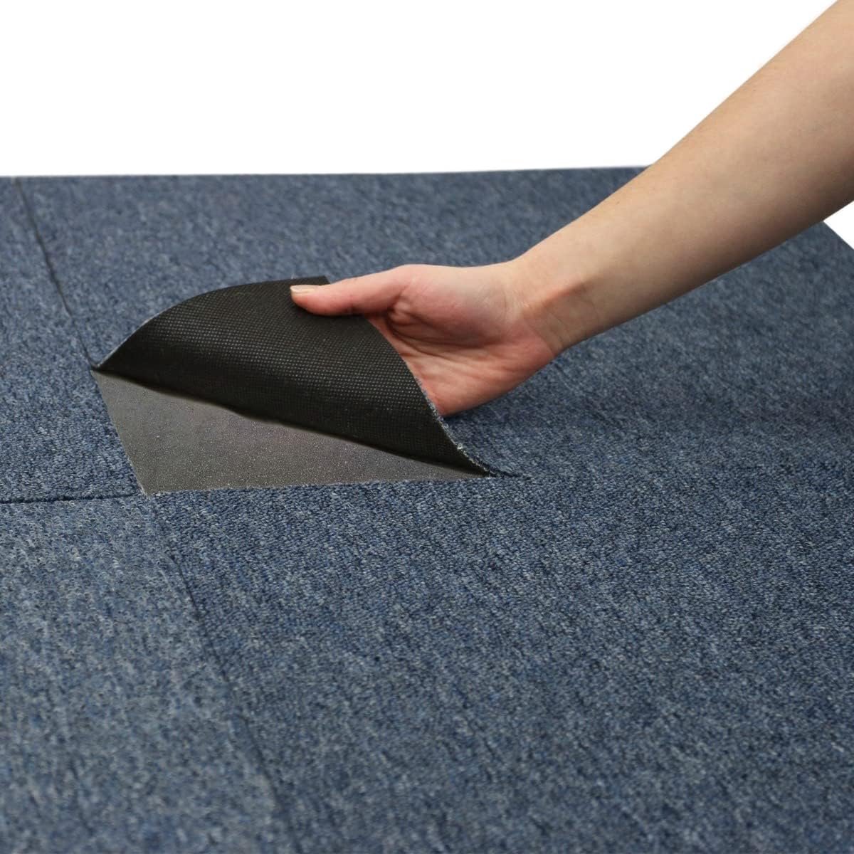 SnelShoppen - 40 x Storm Blue Tapijttegels 10m2 Hoge Kwaliteit Vloerbedekking voor Kantoor, Winkel en Thuis - Eenvoudige Installatie 50cm x 50cm Vierk