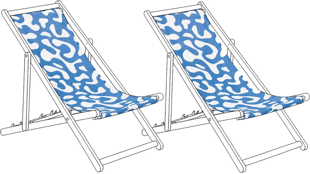 ANZIO/AVELLINO - Set van 2 hoezen - Abstract/Blauw - Polyester