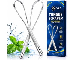 SnelShoppen - YSCARE Tongue Scraper, Tongue Cleaner voor Minder Slechte Adem, RVS Tongue Brush, Duurzaam en Makkelijk Schoon te Maken, 2 Stuks, Zilver