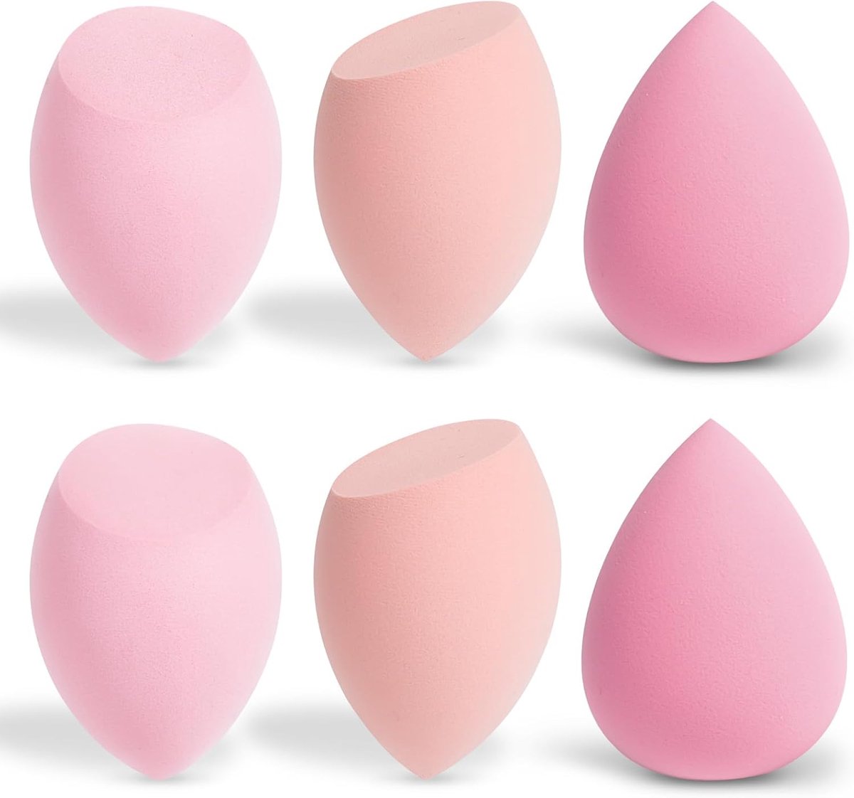SnelShoppen - 6pcs Makeup Sponge Set - Latexvrije Beauty Sponges voor Liquid & Powder Foundation - Hydrofiele Polyurethaan - Geschikt voor Droog & Nat