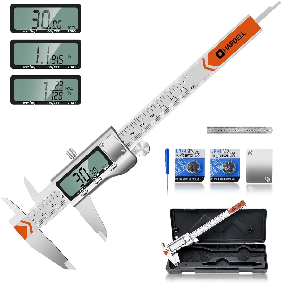 SnelShoppen - Digitale Schuifmaat 150mm - RVS, Groot LCD Scherm, Inclusief Extra Batterijen en Batterijklep - Precisie Meetinstrument voor Hobby, Werk
