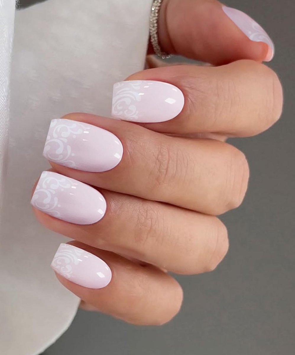 SnelShoppen - JMEOWIO White Flower French Tip Nail Foil UV Gel Nagel Stickers - 20 Stuks Zelfklevend Decoratie voor Nagels - Perfect voor Feest en Dag