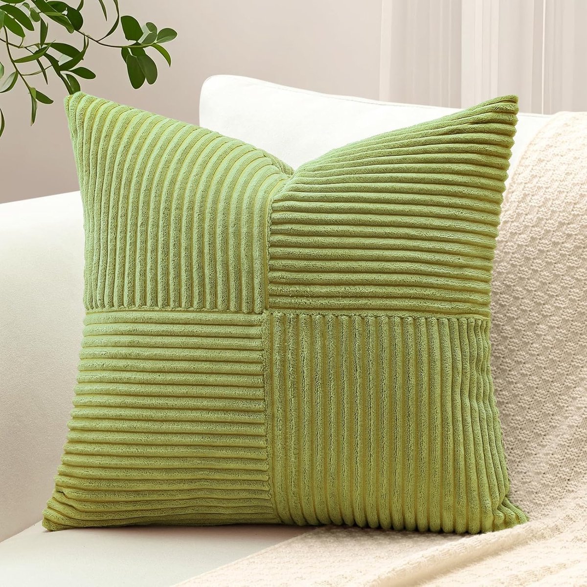 SnelShoppen - Decoratieve Kussenhoes 50x50cm - Zachte Corduroy Gestreepte Kussenhoes - Vierkante Kussenhoes voor Bank, Bed, Tuin - Perfecte Hoes voor