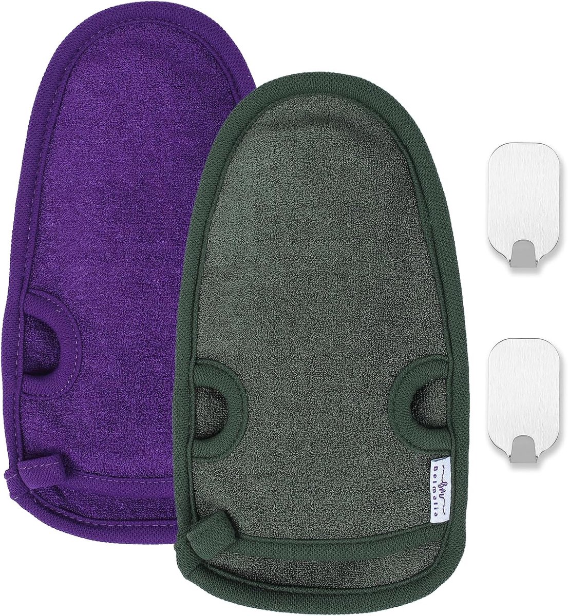 SnelShoppen - 2x Exfoliërende Handschoen Natuurlijke Plantenvezels | Dode Huidcellen Verwijderen | Body Scrub Spons Hammam Wellness | Massagehandschoe