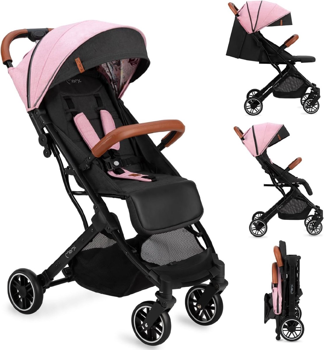 SnelShoppen - Lichtgewicht Vouwbare Kinderwagen met Verstelbare Rugleuning, 5-Punts Gordel, Beschermkap en Grote Opbergmand voor Kinderen van 6 Maande