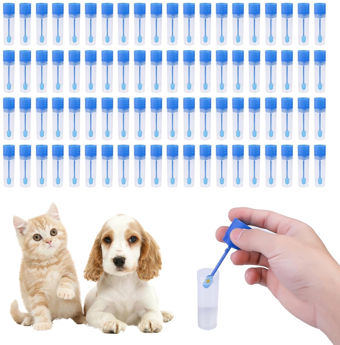 SnelShoppen - 100 Stuks 15ml Honden Poep Test Tubes - Excrement Monsters - Hoogwaardige Monsters Tubes met Lepel voor Dierenonderzoek - Ideaal voor Ka