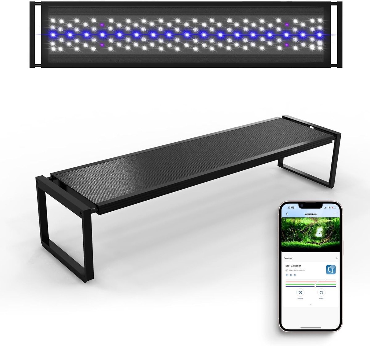 SnelShoppen - 72W LED Aquarium Lamp voor Planten, 120-140cm, Full Spectrum met APP Besturing, Timer & Zonsopgang/Zonsondergang