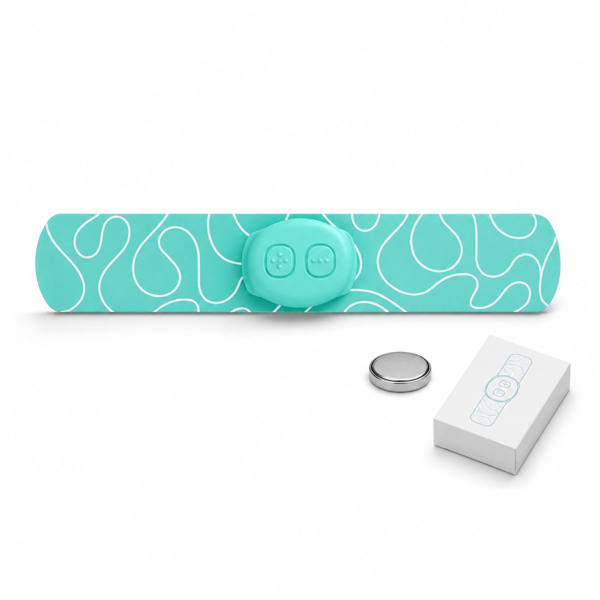 Ryoudavell - Mini Massage Pad - Draagbare EMS Spierstimulator en Nekmassager - Elektromassage Pleister voor Onderrug, Taille en Kuit - Inclusief Batterij