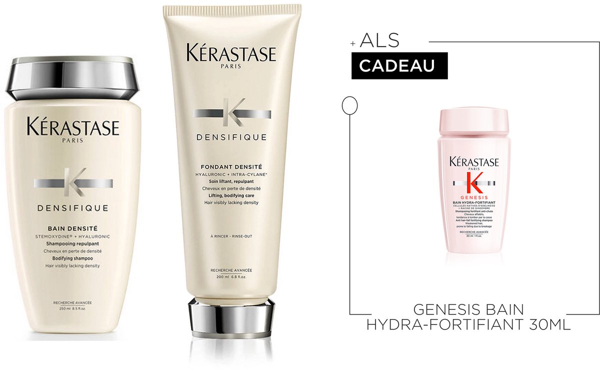 Kérastase Densifique Duo + Cadeau - Shampoo 250ml & Conditioner 200ml + Shampoo Divalent 80ml Cadeau - Voor Volumineus & Haardensiteit