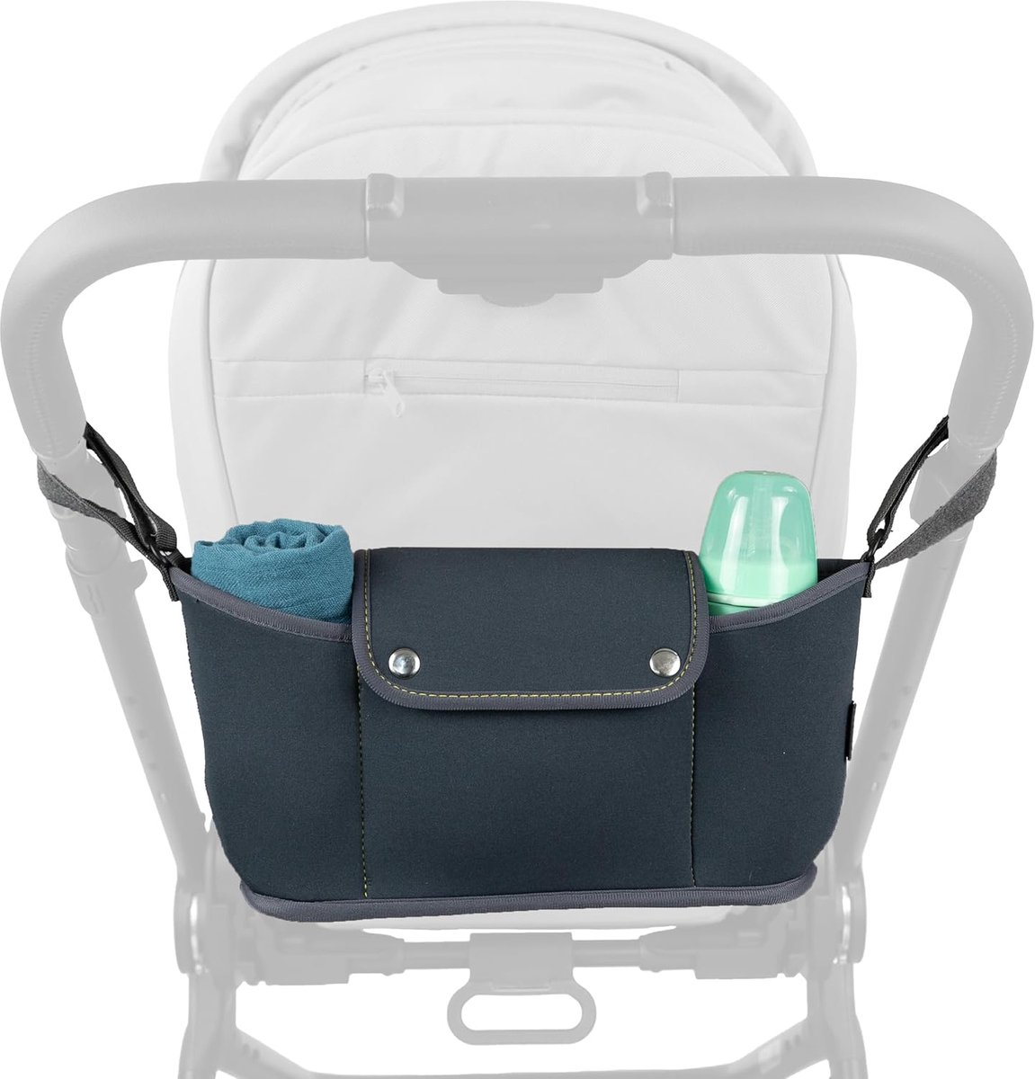 SnelShoppen - Universele Buggy Organizer - Neopreen Kinderwagentas - Waterafstotende Kinderwagen Organizer met 4 Opbergvakken, Klittenbandsluiting, Be