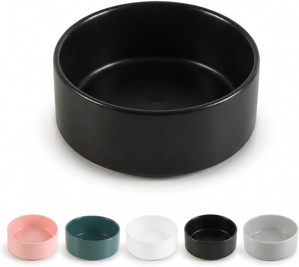 Thijox - Ceramica Drinkbak en Voederbak voor Honden - Antislip, Voor Kleine Honden en Katten, 13 cm, Zwart, Ideaal voor Voer en Water, 320 ml
