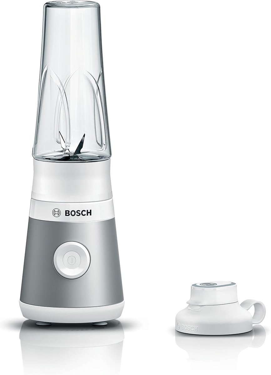 SnelShoppen Mini Blender voor Smoothies Hoge Snelheid 40.000 RPM 450 Watt Roestvrijstalen Messen Lekvrij Tritan ToGo Fles Donkerzilver Keuken