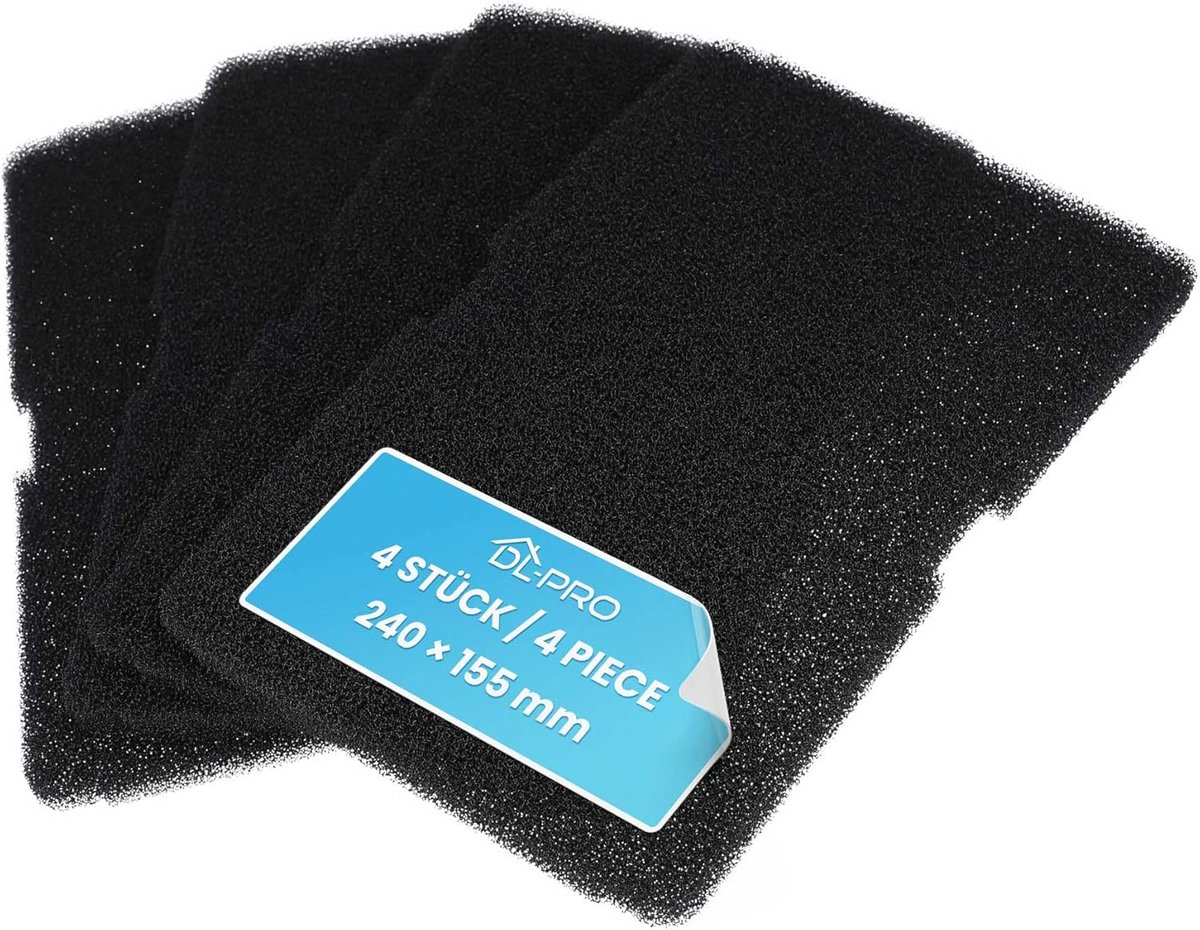 SnelShoppen - 4 x DL-pro schuimfilter 240 x 155 mm sokkelfilter voor droger, filterschuim, sponsfilter voor warmtewisselaar, geschikt voor Beko, Blomb
