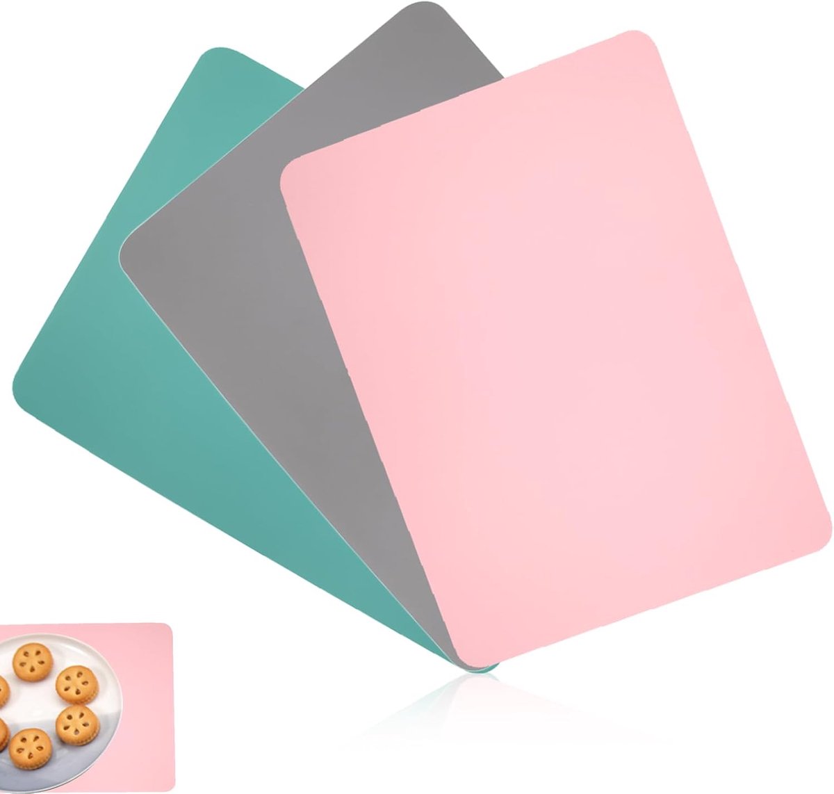 SnelShoppen - Knutselonderlegger 3 Stuks Siliconen Mat Antislip Onderlegger Bureau 30 x 40 cm Multifunctioneel Voor Giethars, Knutselwerk, Keuken