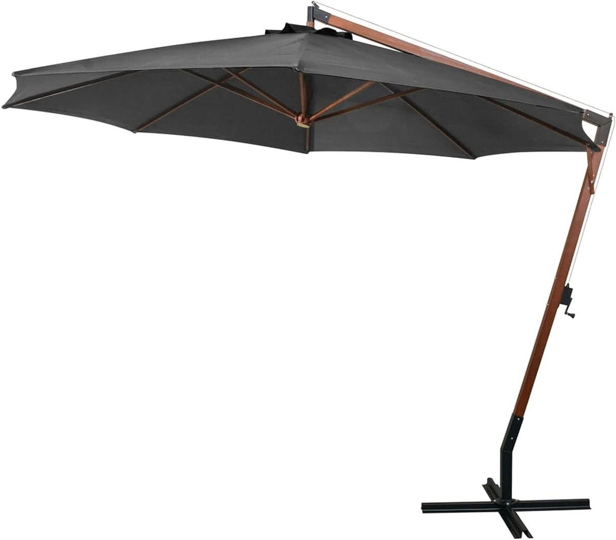 Zweefparasol - Terras parasol - Schaduw creëren - Massief dennenhouten mast - 35 x 29 m - Antraciet