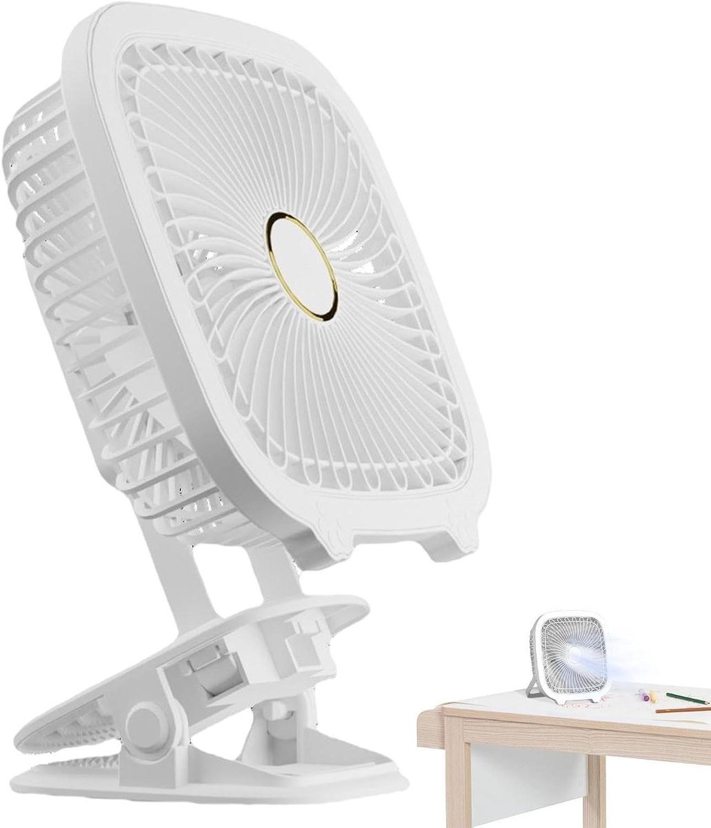 Kleine ventilator - Mini ventilator - Buitenactiviteiten - 4-in-1 functie - 10.6H cm - Wit