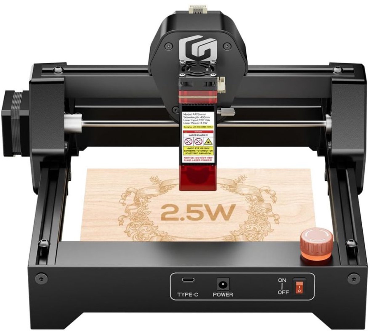 KIRA® Laser Graveermachine - Compacte Laser Cutter - Lasergraveermachine - Zwart - 29cm x 29cm x 17cm