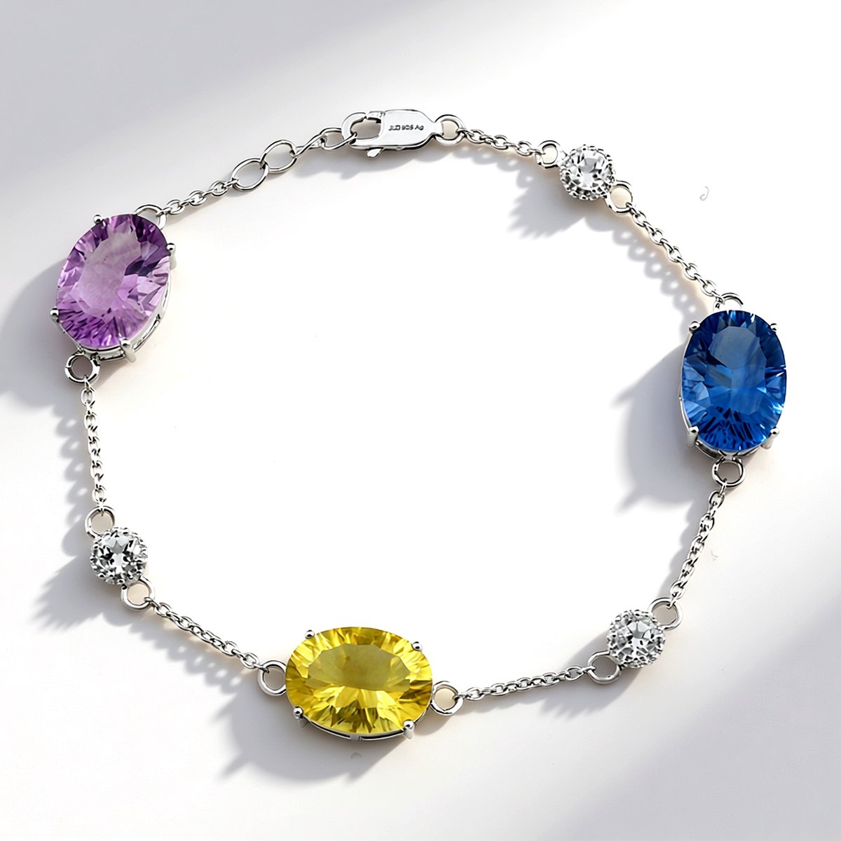 Cavill - Elegante Zilveren Armband 925 Sterling - Geel & Paars Kleurwissel Fluoriet 18,58 ct - Witte Topaas - Luxe Handgemaakt Sieraad