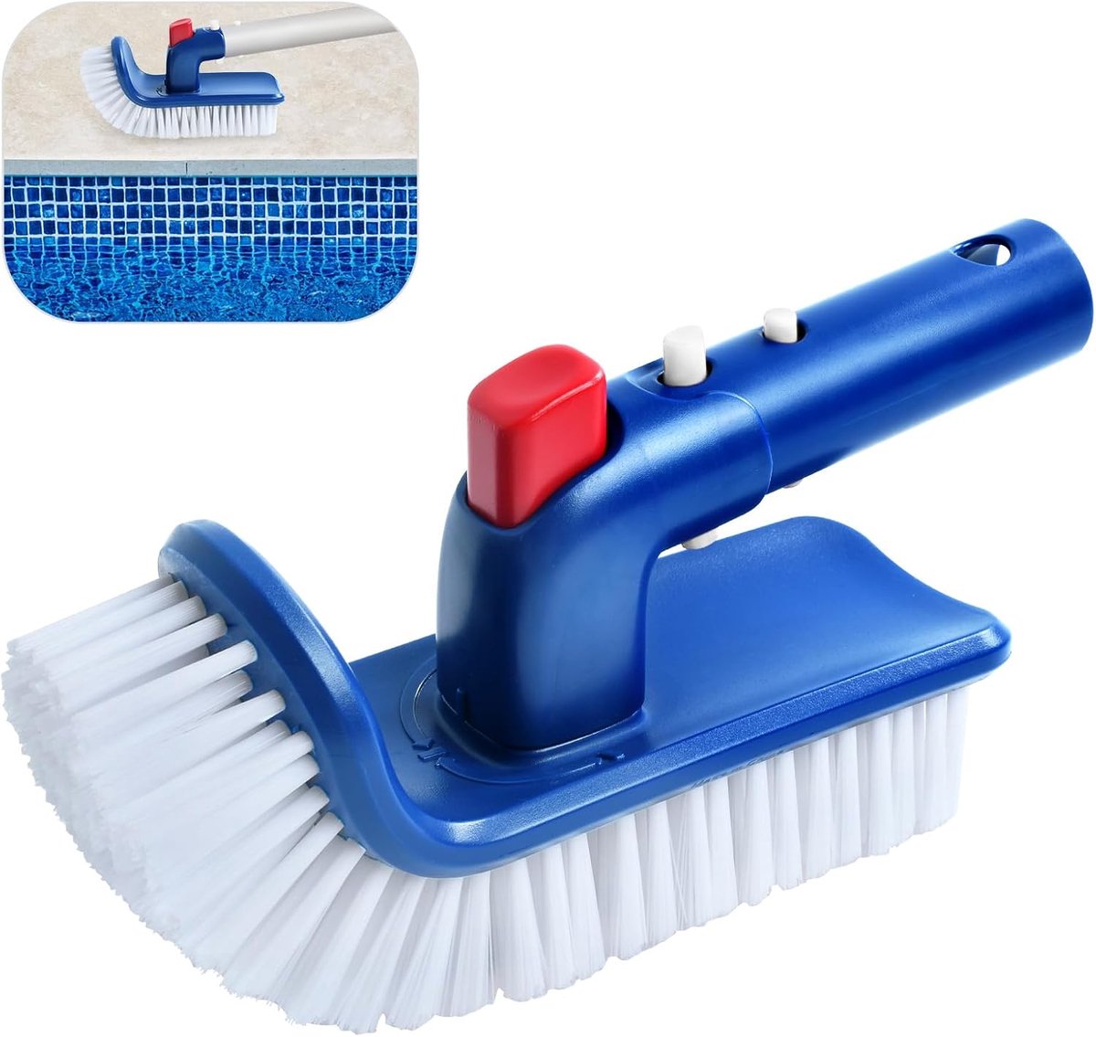 SnelShoppen - Pool schoonmaakborstel met 180 graden rotatie, ultra-gebogen ontwerp voor vloer en wand, ideaal voor zwembad, whirlpool, spa, badkamer,