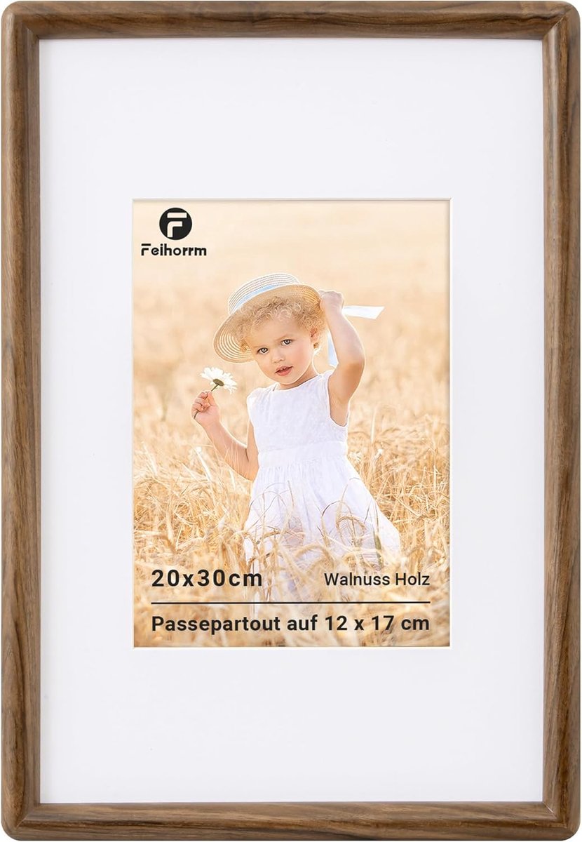 SnelShoppen - Houten Fotolijst 20x30 cm met Veilig Glas - Donkerbruin - Voor 12x17 cm & 20x30 cm Foto's - Voor Woonkamer, Slaapkamer, Kantoor