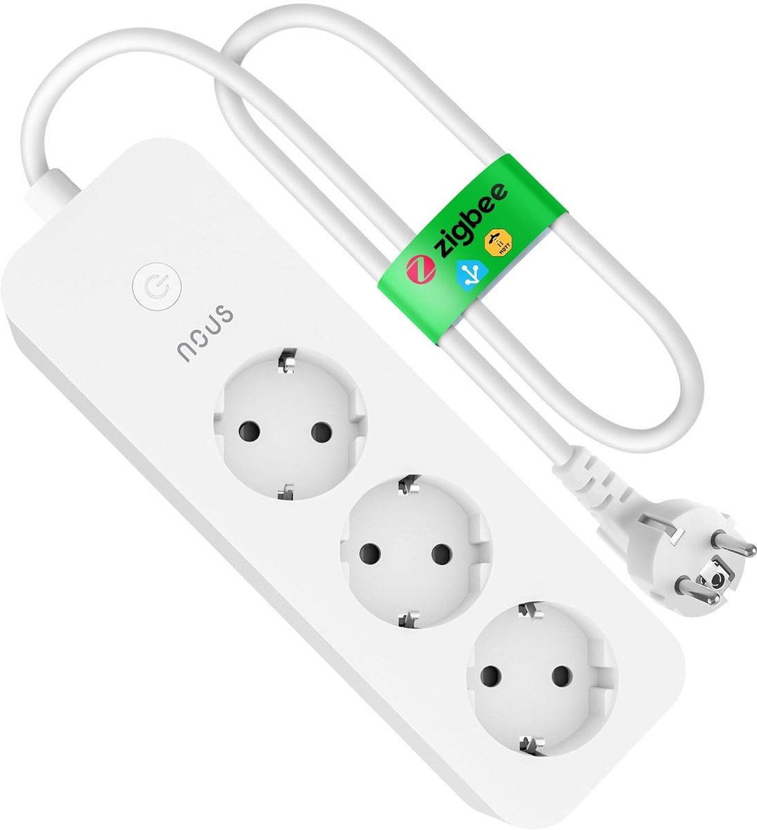SnelShoppen - ZigBee Smart Power Strip 16A - 3 Sleuven met Energie Monitoring - 1.8 m Kabel - App Controle - Compatibel met Alexa, Google Home, Home A