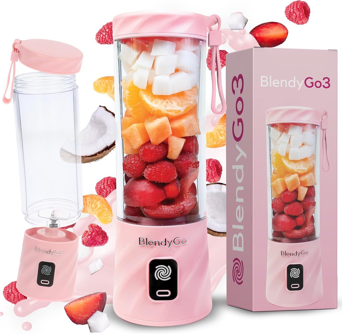 SnelShoppen - Blender BlendyGo 3 Mixer - Draagbare Smoothie Maker met USB-C Opladen, IPX7 Waterdicht, PulseMotion & BlendPro Technologie - 550 ml - Ro