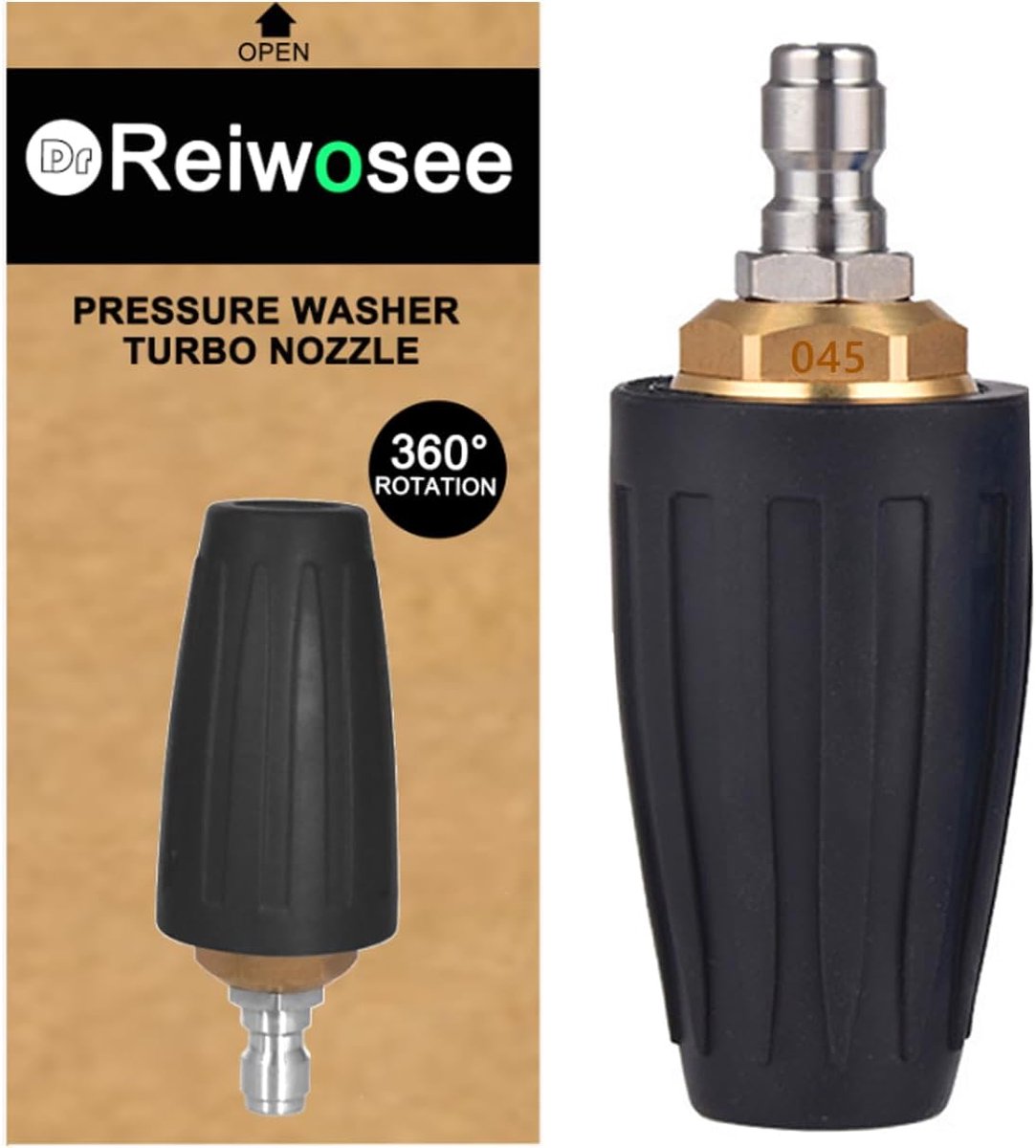 SnelShoppen - Turbo Nozzle Hogedrukreiniger 4000psi, 1.311mm, 360° Draaiend, 1/4" Quick Connect, Tuin, Auto, Outdoor Schoonmaakaccessoire