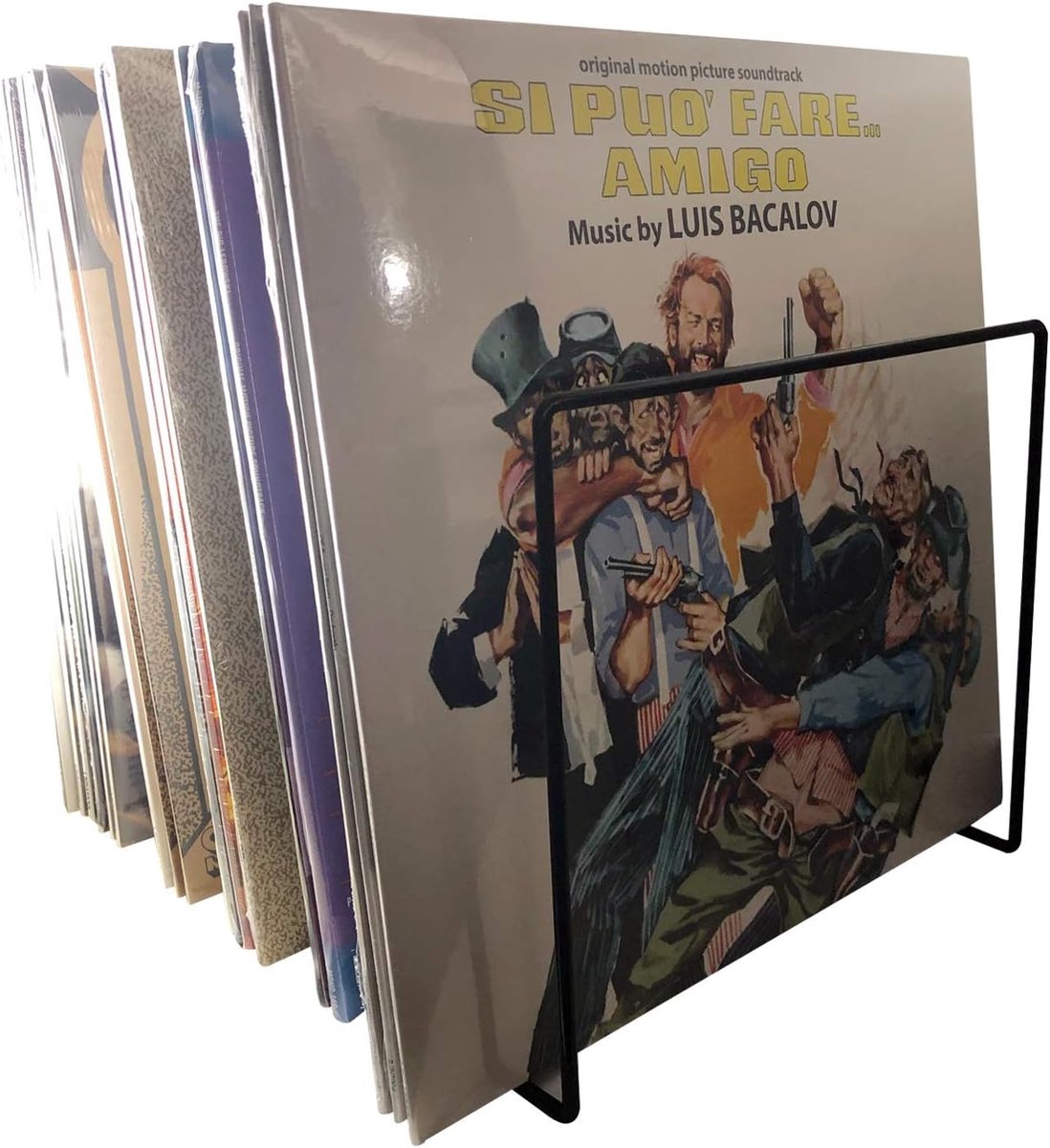 SnelShoppen - Vinyl Gramophone Records Stand - Vintage Record Rack voor 12 inch LP's - Zwart, Praktisch en Stijlvol voor Thuis en Feesten