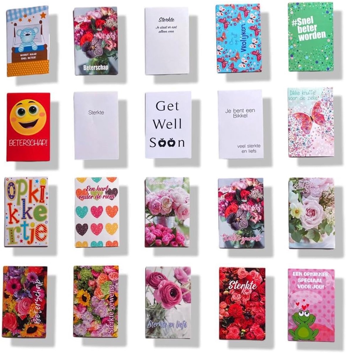 SnelShoppen - 20 Get Well Kaarten - Luxe Vouwkaarten 12x17cm met Enveloppen - Lege Wenskaarten voor Zieken - Perfect voor Steun en Bemoediging