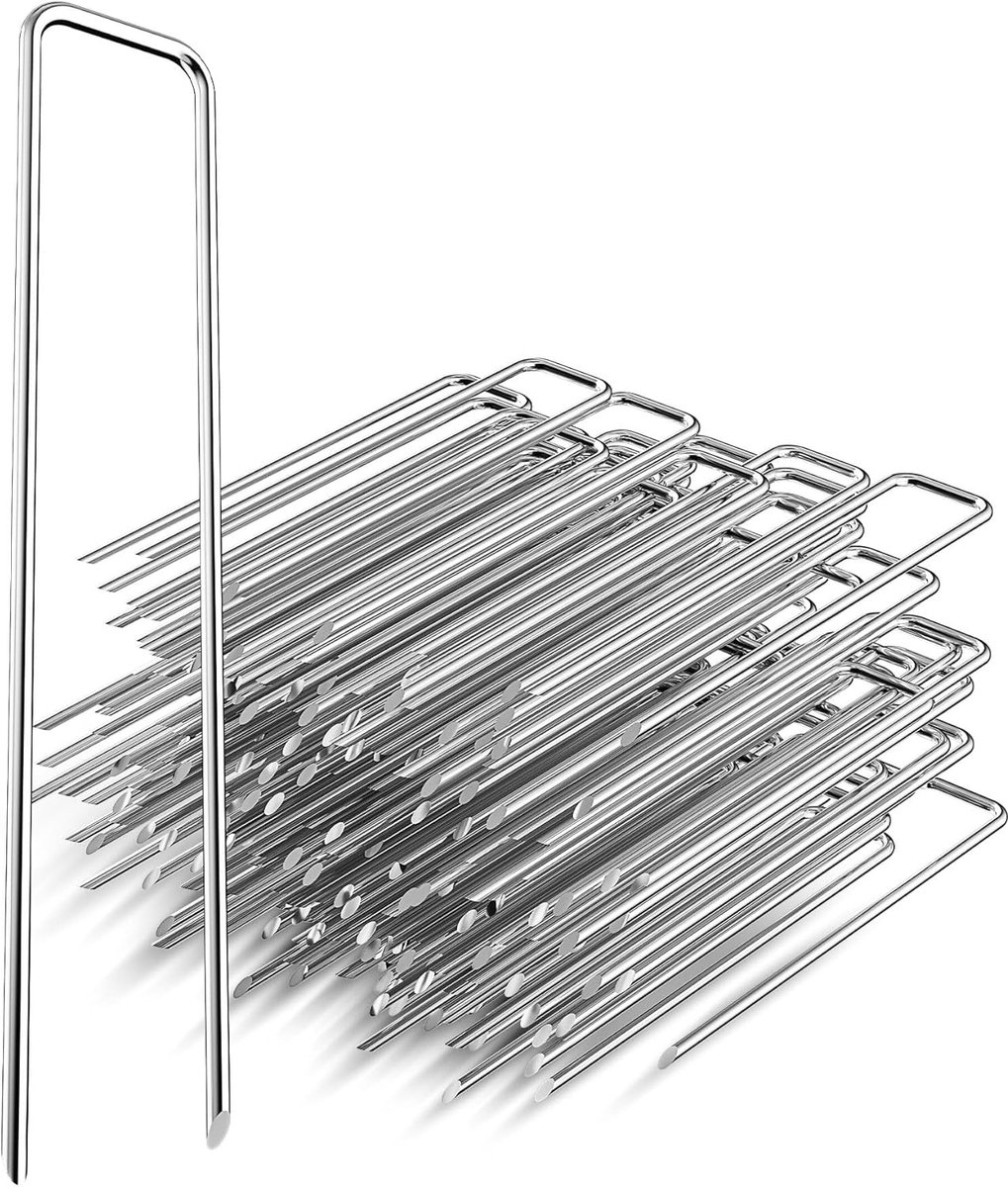 SnelShoppen - Ground Anchors voor Worteldoek, 100 Stuks 15 cm Stalen Anti-Roest Haringen voor Tent, Stabiele Grondankers voor Onkruiddoek, Tuindoek, H