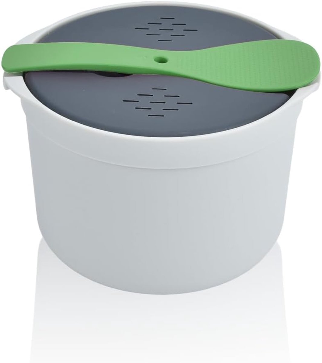 SnelShoppen - Microwave Rice Cooker 2L - Rijststomer, Magnetron Rijstkoker, Stoomkoker voor Groenten, Duurzaam en Geurloos PP Materiaal voor Perfect G