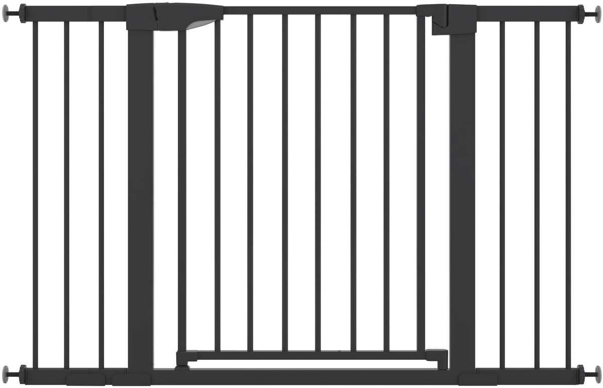 ADSafety Hondenhek Zonder Boren - 76 t/m 124 cm - Incl. 3 Verlengstukken - Hondenren - Hondenhok - Kattenluik - Klembevestiging - Veiligheidshekje voor Huisdieren - Zwart