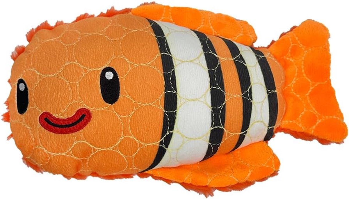 SnelShoppen – BITE FORCE Deep Sea Clown Fish Honden Speelgoed – Sterk Plush Speeltje voor Sterke Kauwers – Kevlar, Meerdere Lagen, Interactief met Squ