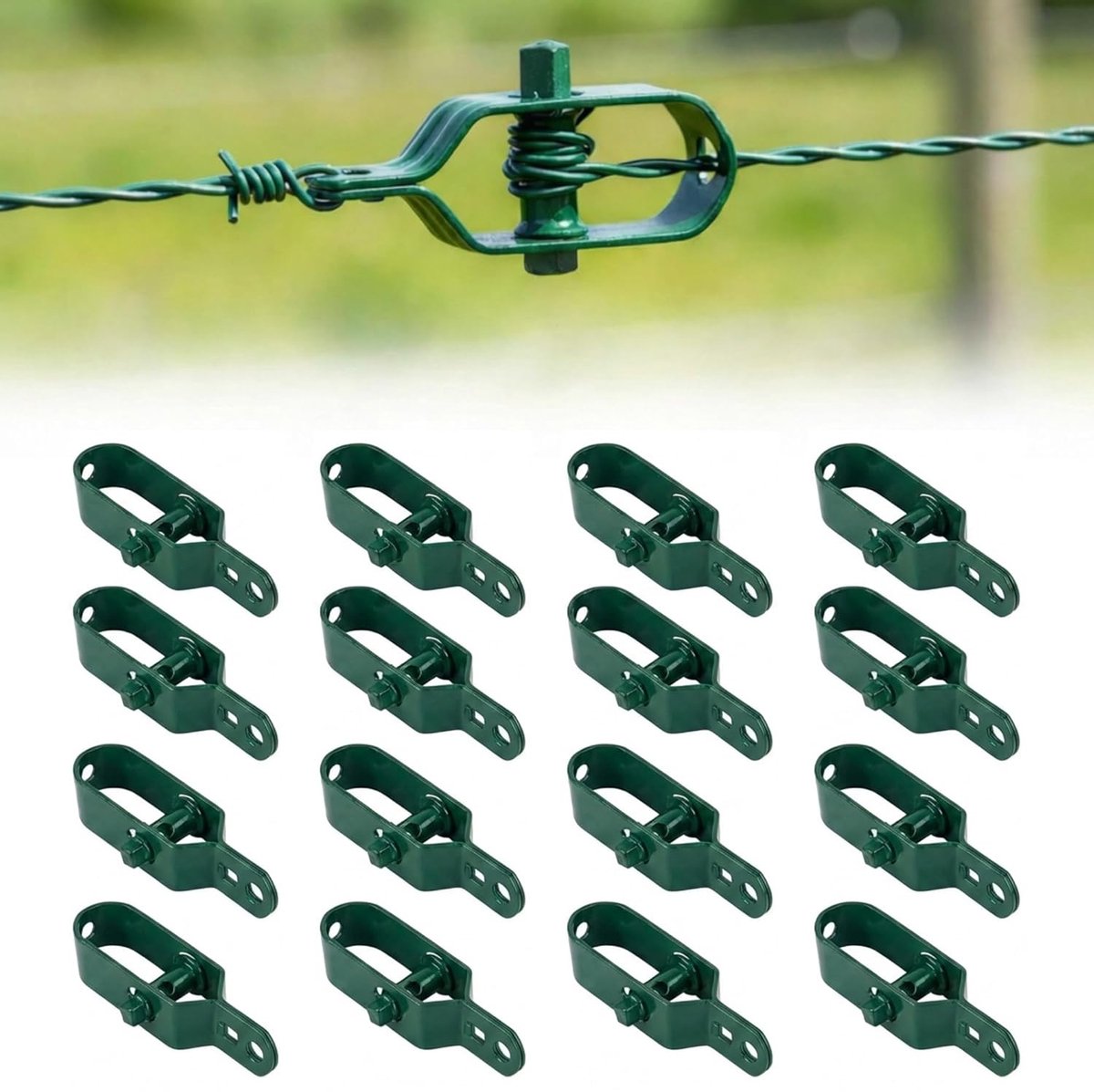SnelShoppen - Tension Wire Tensioners 10 x 2.5 cm - 16 Stuks - Plastic Coated Metal - Voor Hekken en Gaas - Weerbestendig en Duurzaam - Voor Hout en I