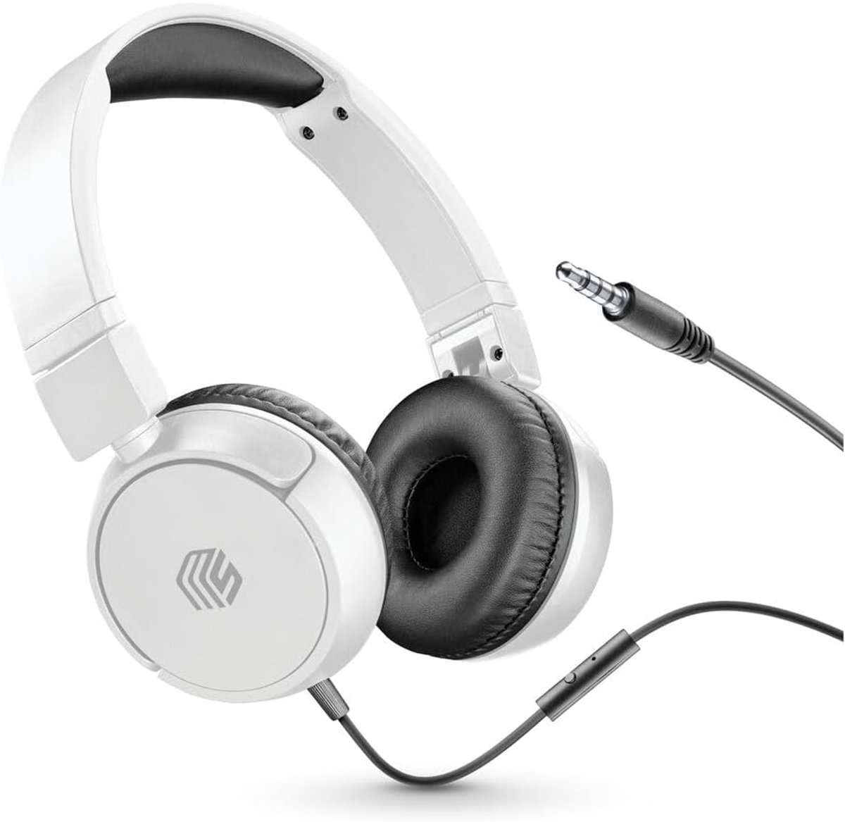 SnelShoppen - On-Ear Hoofdtelefoon met Microfoon - Vouwbare Muziek Headphones - 3.5 mm Jack - Lichtgewicht en Comfortabel - Wit - Perfect voor Thuis e