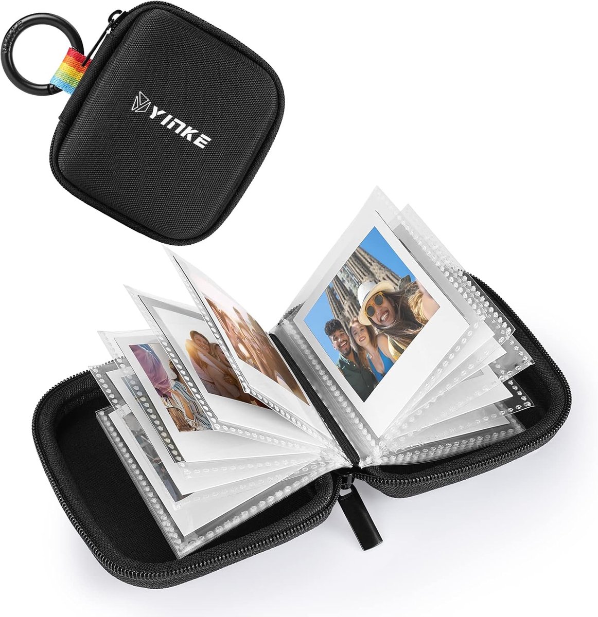 SnelShoppen - Pocket Foto Album voor Polaroid Go Instant Camera - Compact Reiskoffer voor 40 Mini Foto's - Zwart EVA Materiaal - Ideaal voor Feest, Ca