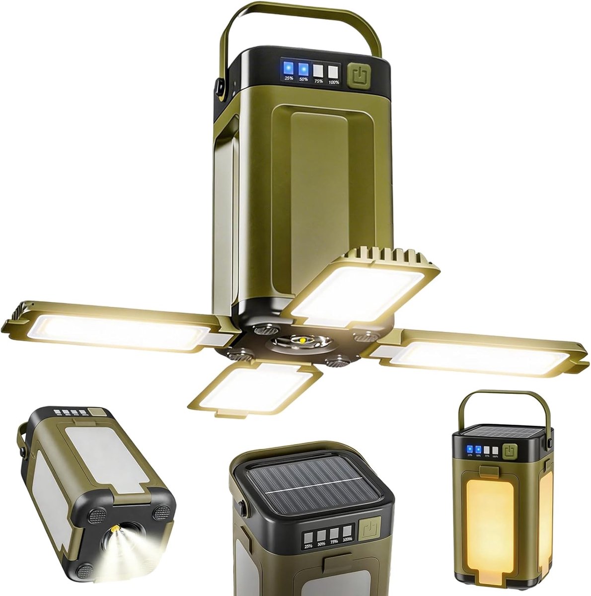 SnelShoppen - Solar Camping Light LED Multifunctionele Vouwlamp met 6 Verlichtingsmodi, Draagbare USB Lamp voor Buiten, Kamperen, Noodverlichting, Cam