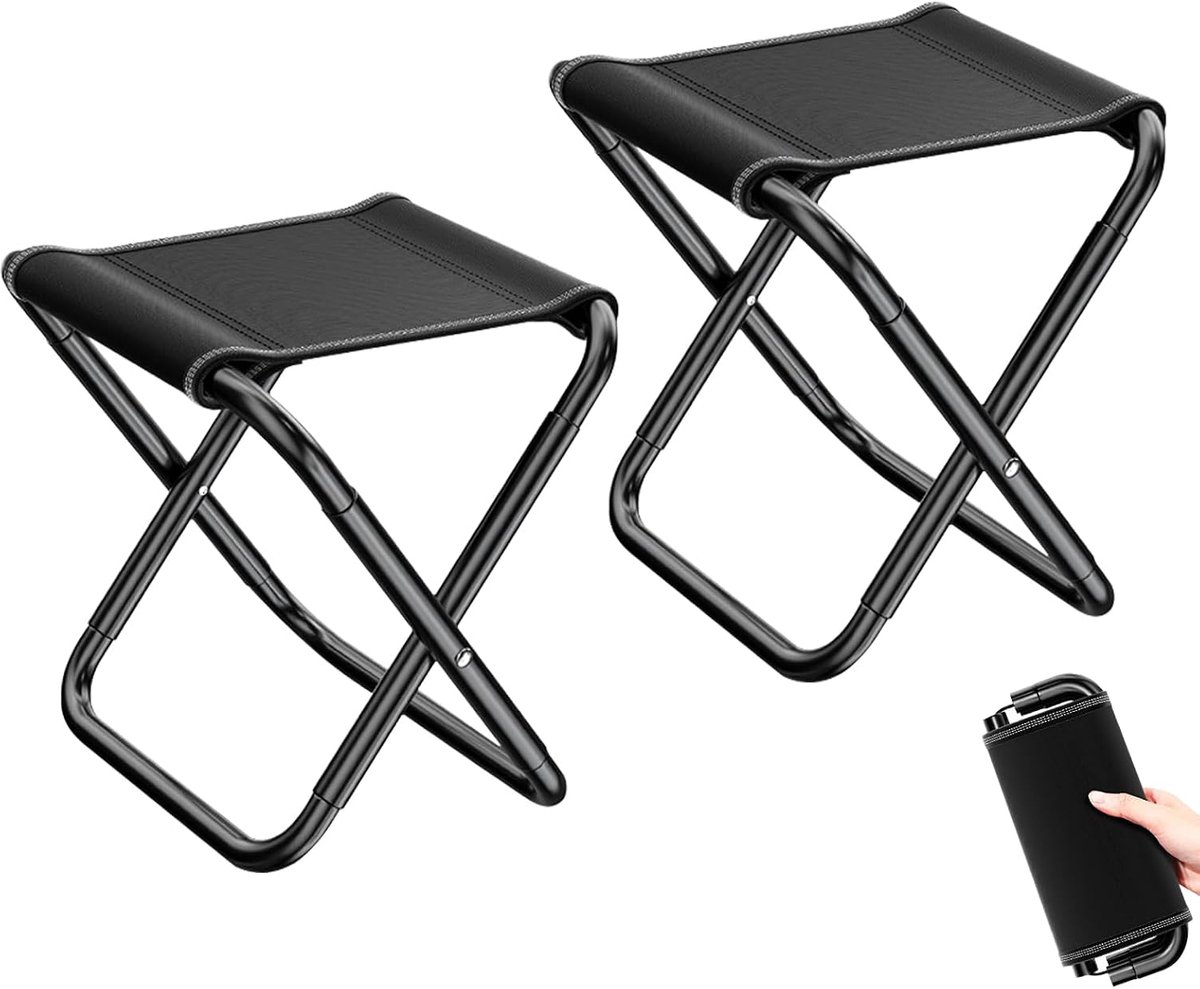 SnelShoppen - 2 stuks Draagbare Klapkrukken - Mini Outdoor Camping Klapstoelen - Lichte Vouwkrukken met Opbergtas - Perfect voor Wandelen, Tuin, Visse