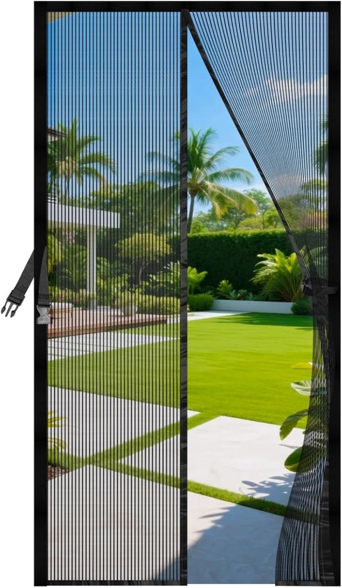SnelShoppen - Magnetisch Vliegengordijn voor Deuren, Insectenbescherming met Magnetische Sluiting, Zelfklevend 90 x 210 cm - Perfect voor Tuin, Keuken
