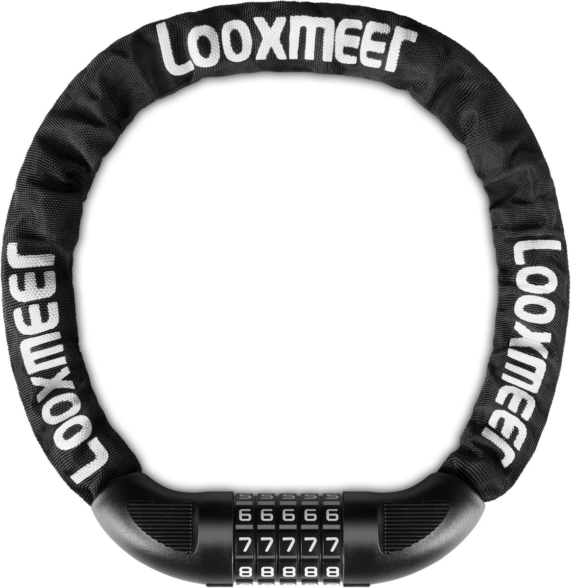 SnelShoppen - Fietsslot Zware Keten 10mm, Versterkte en Dikke Ketting, Zwart en Wit, Ideaal voor Fietsen, Motoren, en Buitensporten