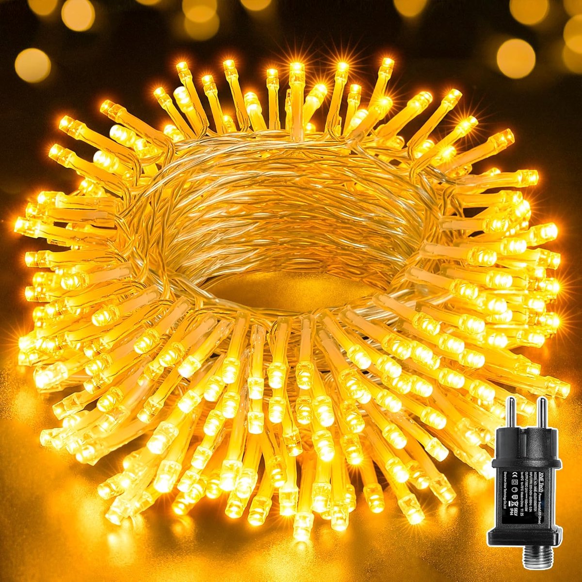 SnelShoppen - 10 m 100 LED Fairy Lights Buiten met Timer, Waterdicht, Transparante Kabel, 8 Verlichtingsmodi voor Tuin, Balkon, Feesten, Bruiloften, W