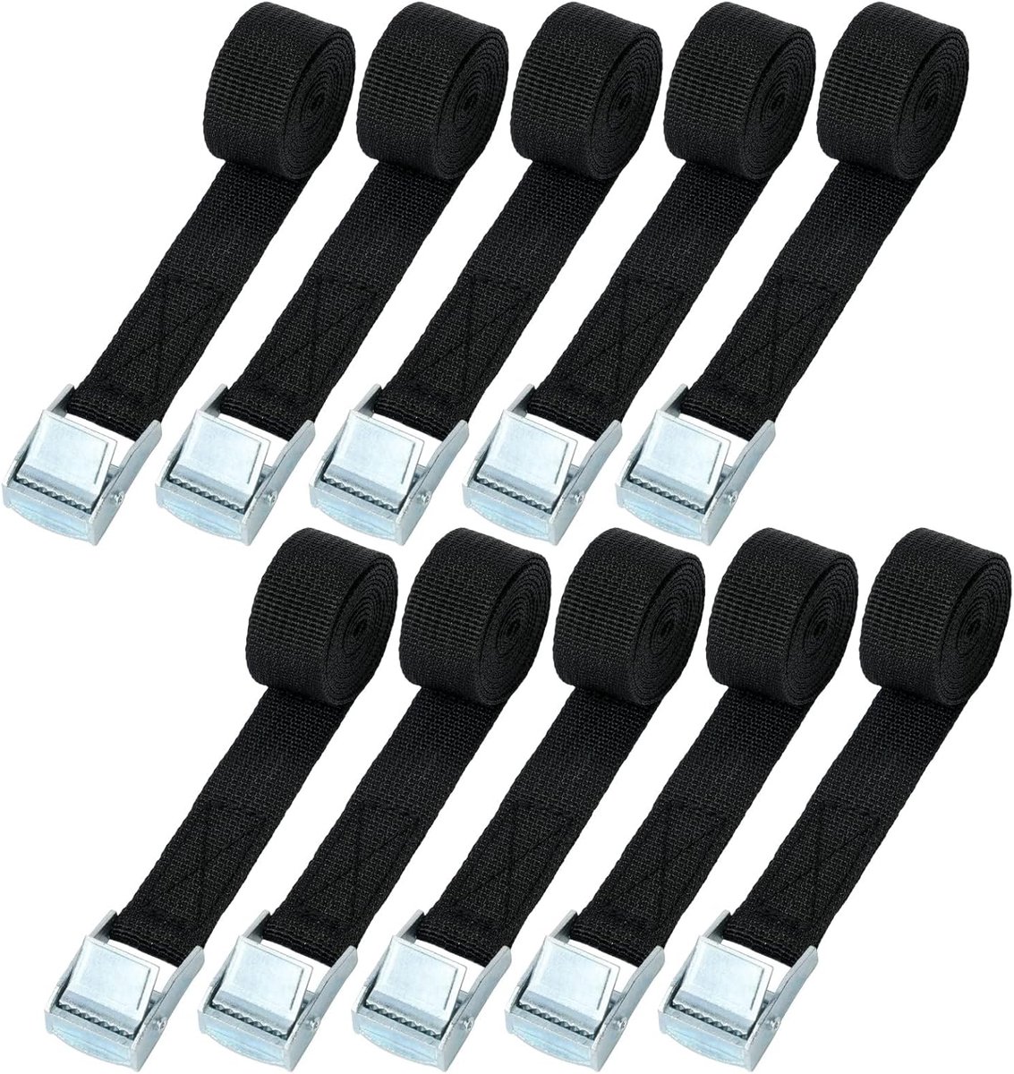 SnelShoppen - Lashing Strap 10 Stuks, 1m Lange Verstelbare Sjorbanden met Clip Sluiting, Hoge Druk Spanbanden voor Auto's en Motorfietsen, Duurzaam en