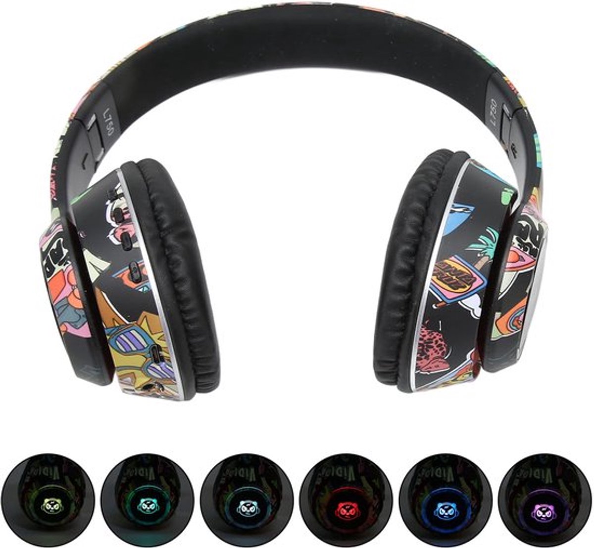 Gaming Headset, L750 Graffiti RGB Bluetooth Headset, Draadloze Bedrade Verstelbare Hoofdtelefoon, Ondersteuning Geheugenkaart LINEIN Modus, voor PC Laptop