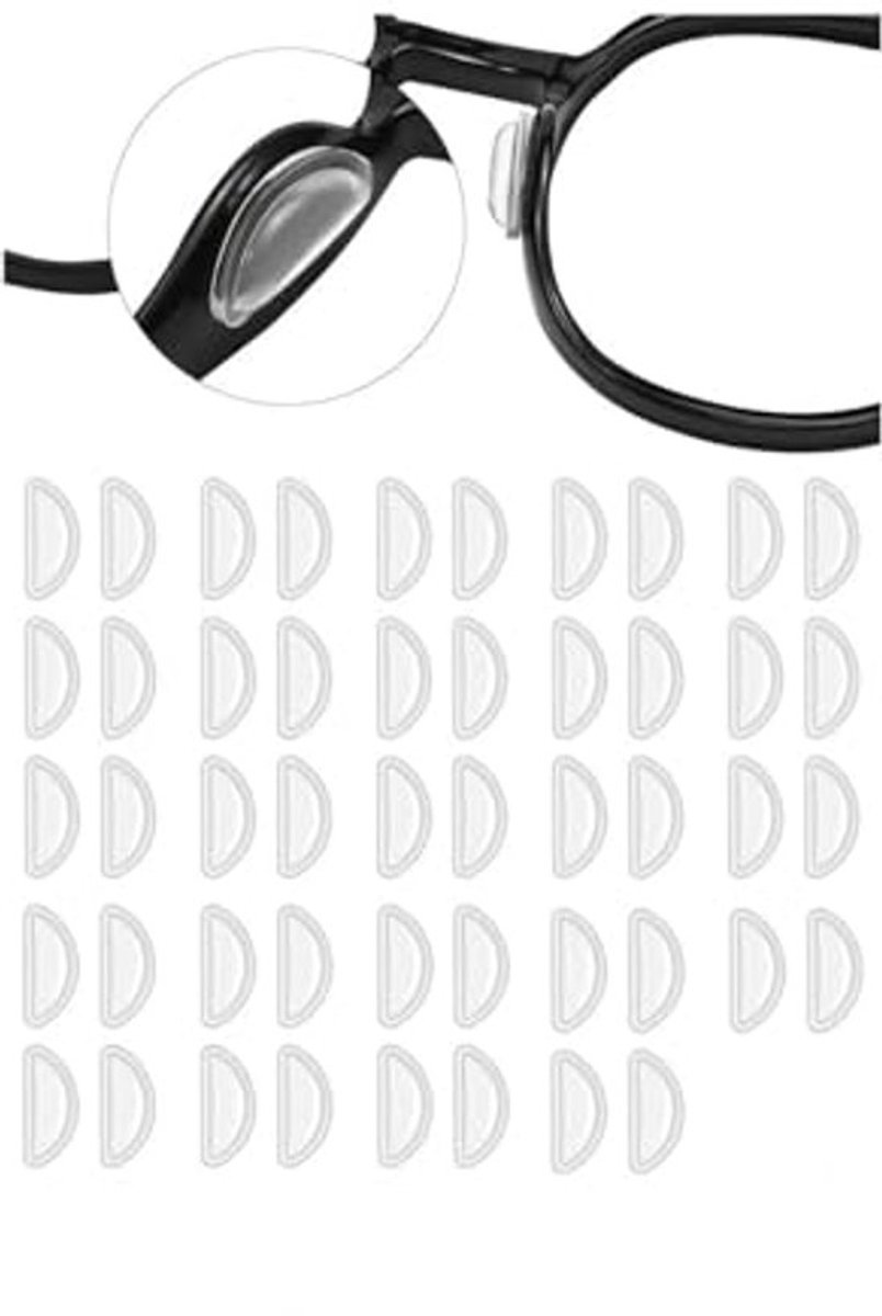 24 paar zelfklevende oogglazen neuspads, 3 mm dikte transparante D-vorm antislip zachte siliconen neuskussens, kleverige neuskussens voor full-frame brillen van zonnebril, bril