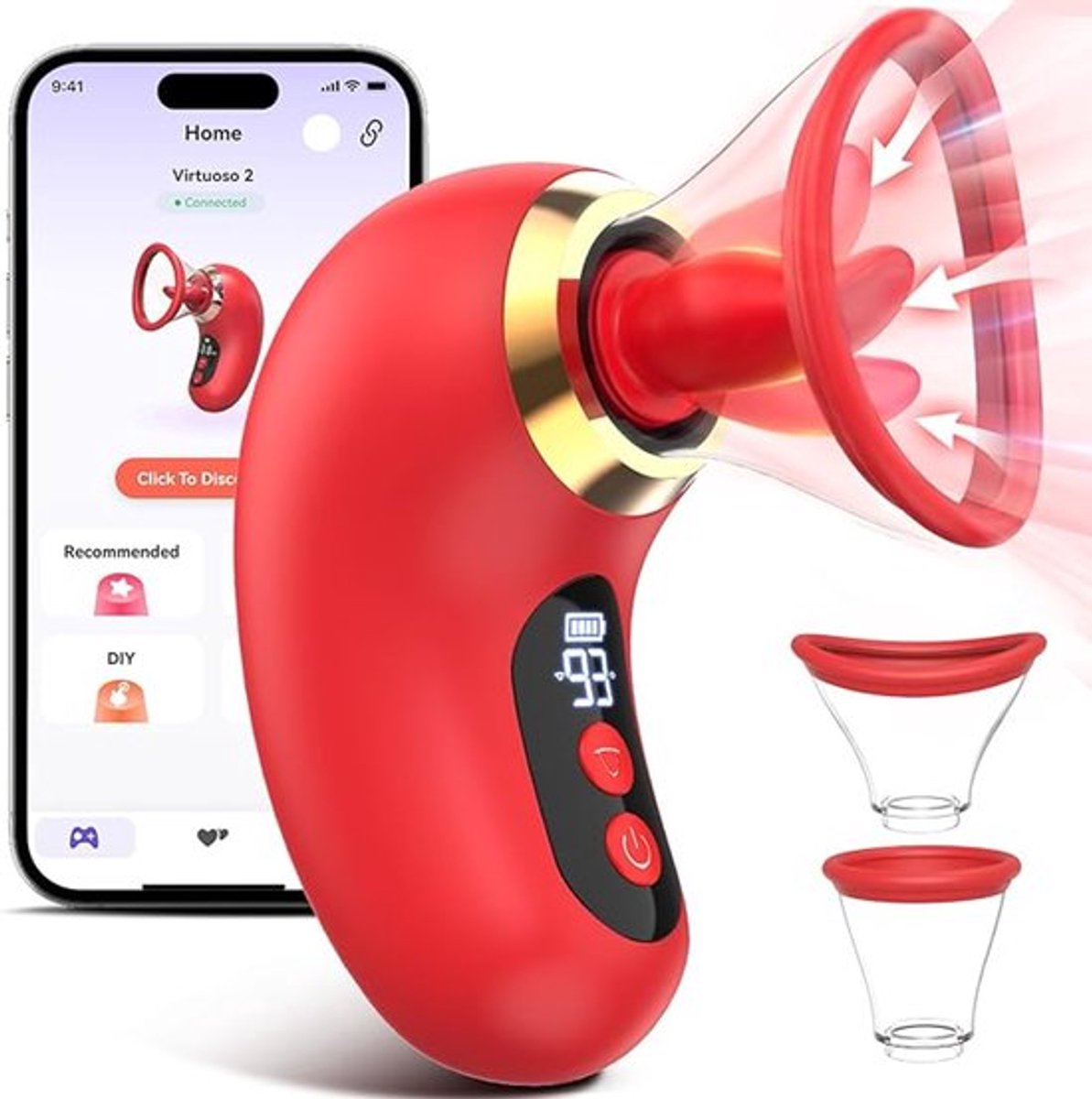 Seksspeeltjes voor volwassenen voor vrouwen - 5-in-1 zuigvibrator, seksspeeltje met roos, 3 zuigstanden, 9 tonglikkende en vibrerende seksspeeltjes voor volwassenen, LCD-scherm, verwijderbare cup, clitoris, G-spotvibrator