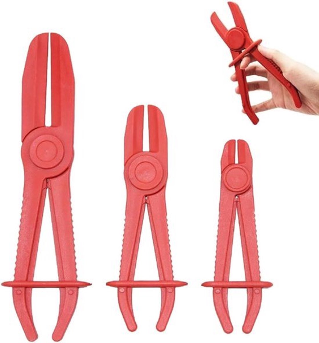 Slangklemtang set van 3 stuks 155 mm 185 mm 255 mm - Voor het afklemmen van koelslangen, remmen en benzineleidingen