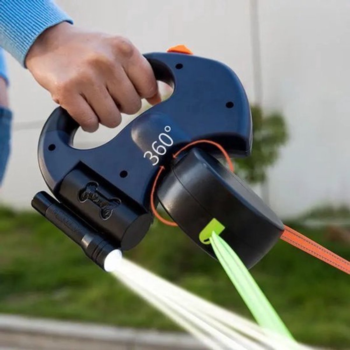 Dubbele Hondentuig - 2-in-1 Uitschuifbare Leiband - Voor Middelgrote/Kleine Honden - Met LED Verlichting & Opbergbox