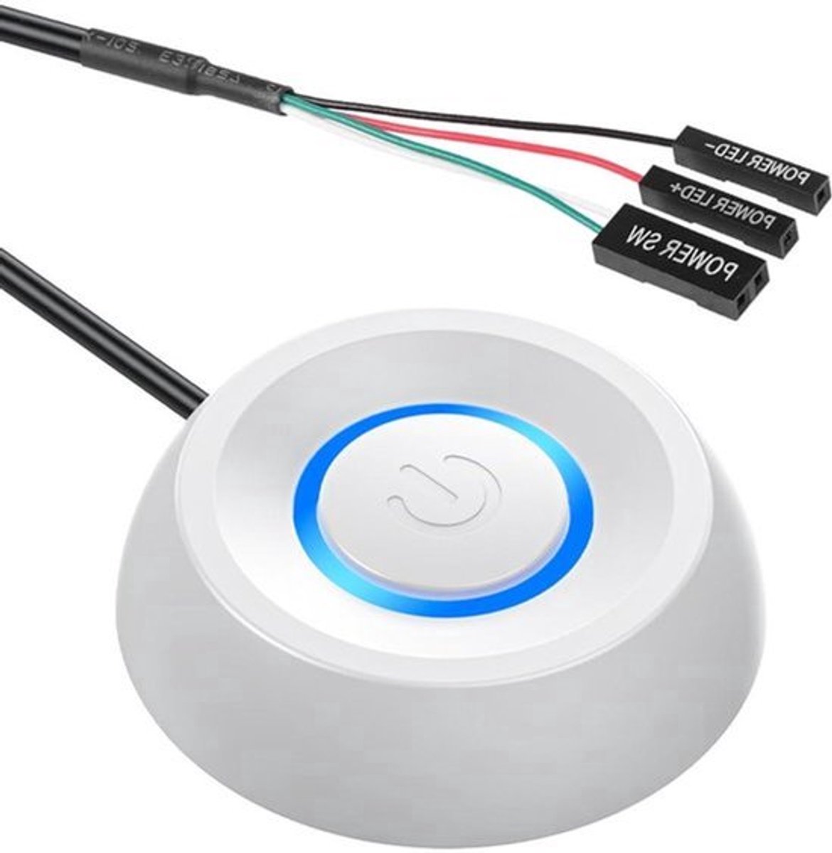 Aan-uitschakelaar voor desktopcomputers - Externe powerschakelaar met verlengkabel 2 meter met ledlicht - Wit