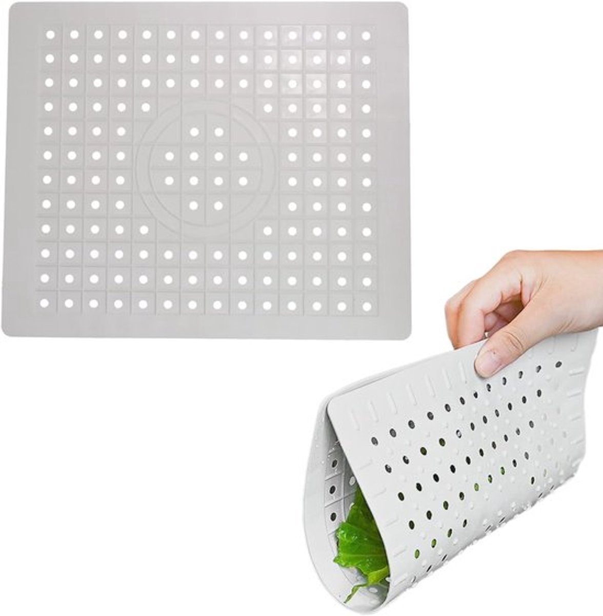 Gootsteenmat - Vierkant - Rubber - 1 stuk - 31 × 26 cm - Gootsteenmat - Antislip en krasbestendig - Afvoerbeschermer voor gootstenen, servies en bestek - Wit